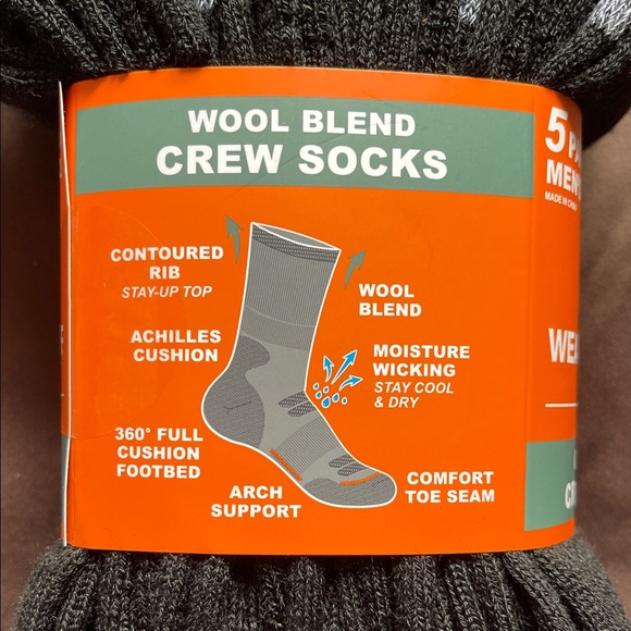 *NEW* Weatherproof Men's Outdoor Crew Socks - Black and Gray - Picture 3 of 5